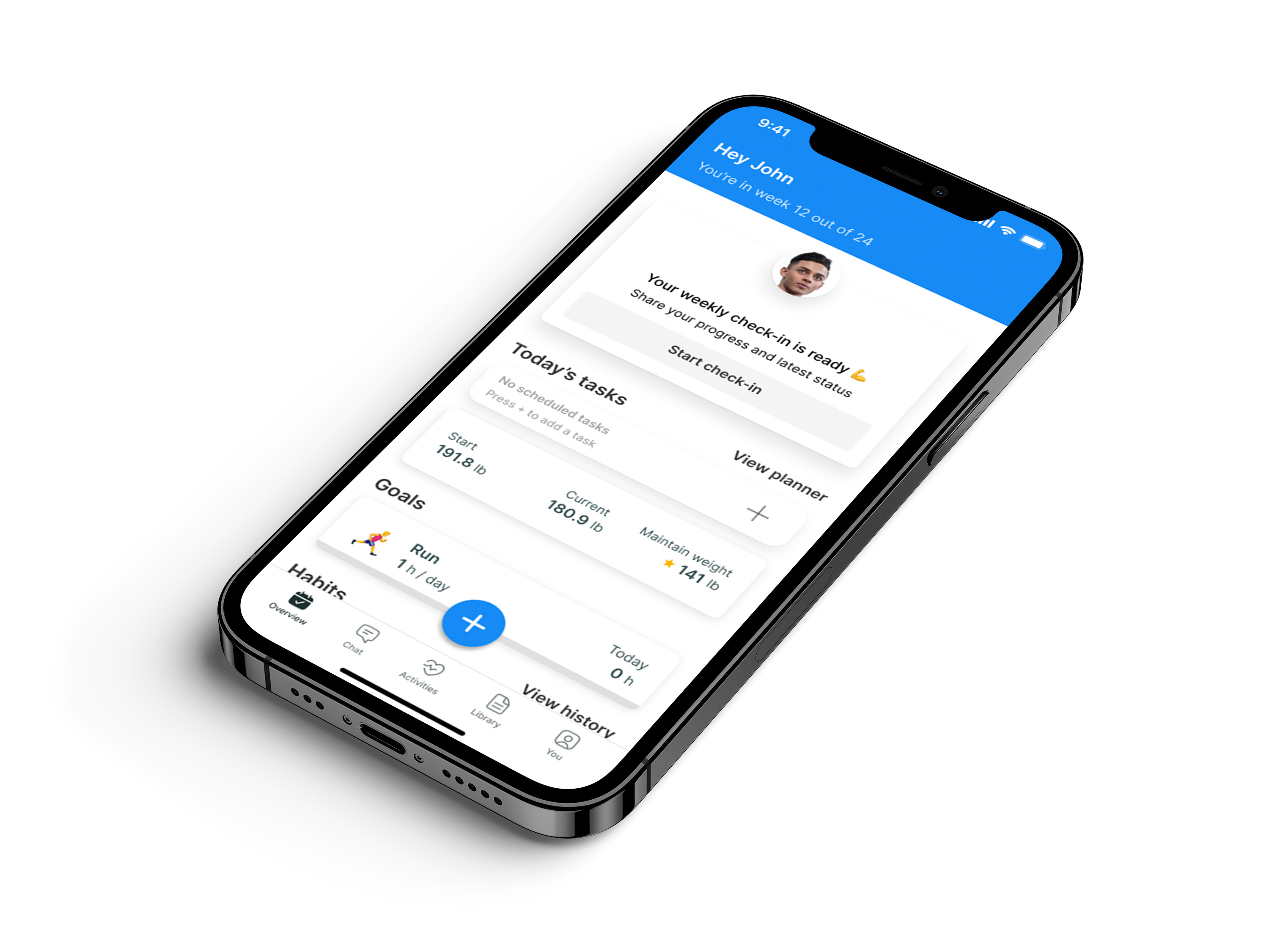 A mockup of the coaching app showcasing the features.