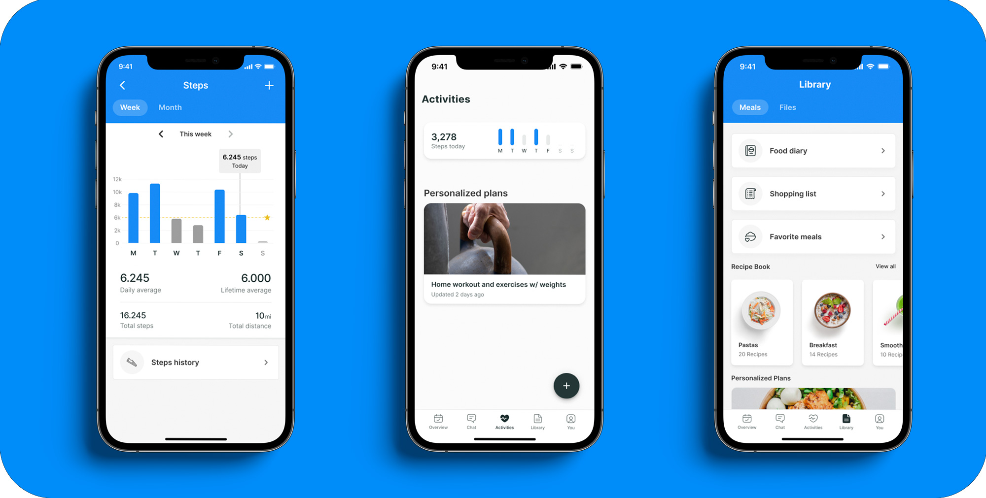 A mockup of the coaching app showcasing the different features.